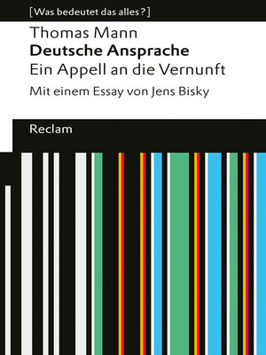 cover image of Deutsche Ansprache Ein Appell an die Vernunft Mit einem Essay von Jens Bisky